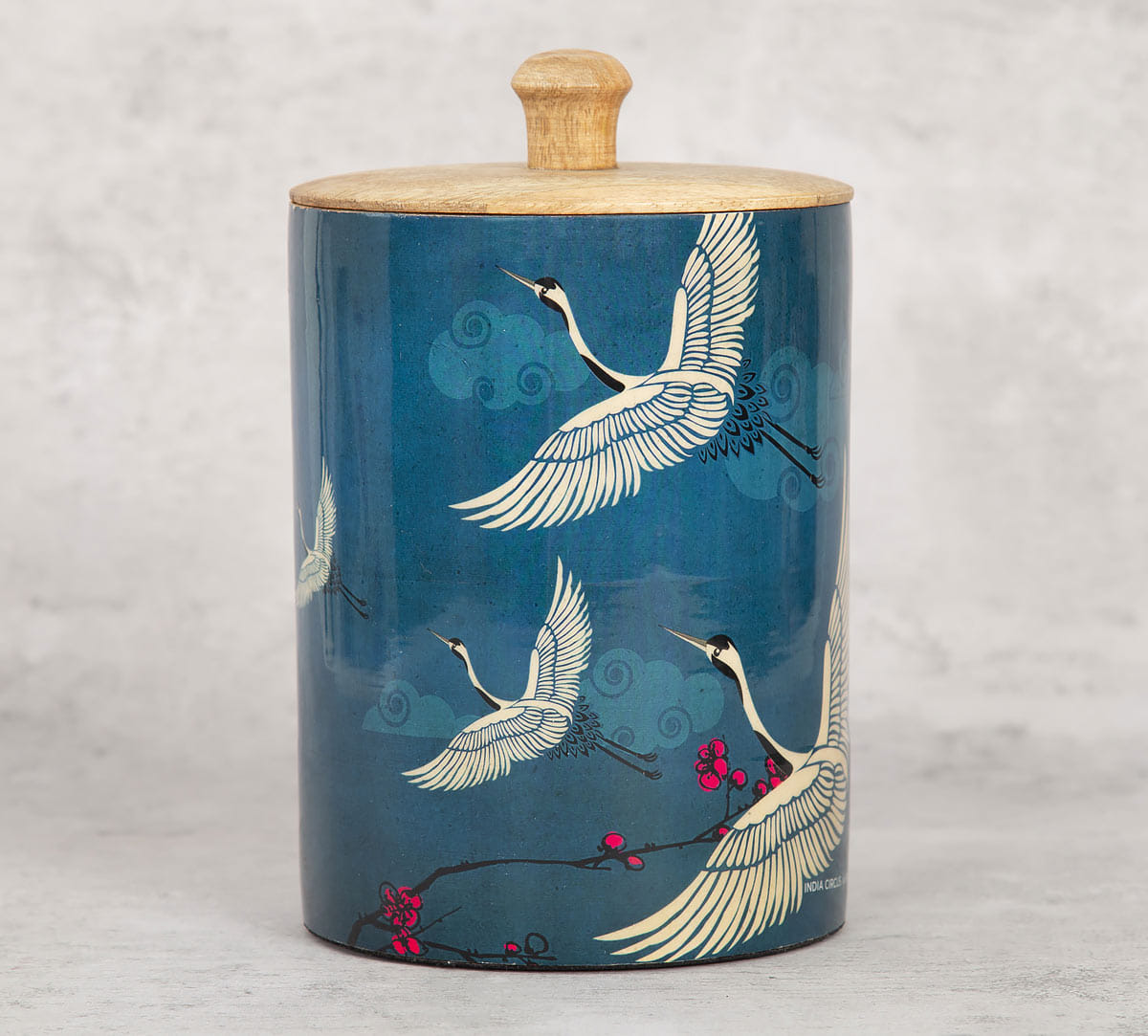 Legend of the Cranes Medium Wooden Jar