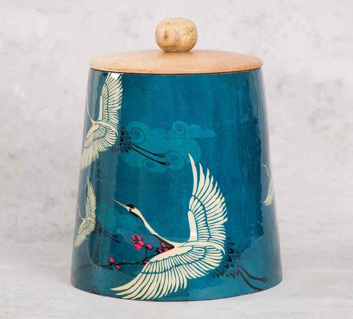 Legend of the Cranes Wooden Jar
