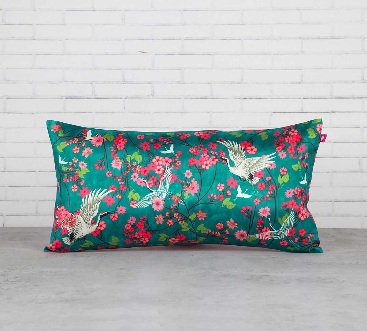 Flight of Cranes 16" x 8" Blended Taf Silk Cushion Cover