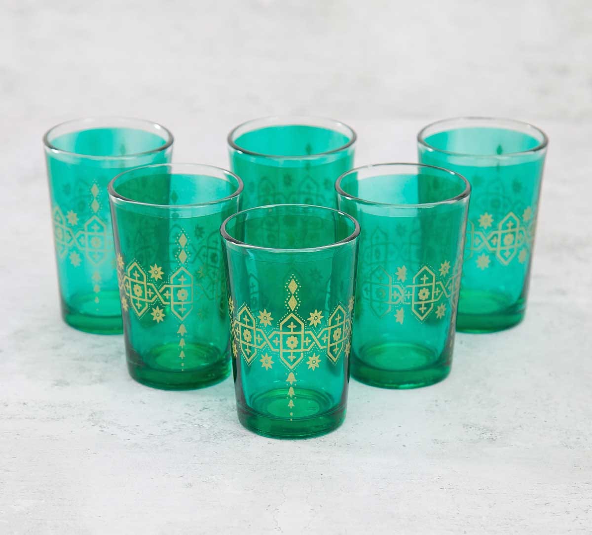 Lionheart Green Moroccan Glasses Set of 6