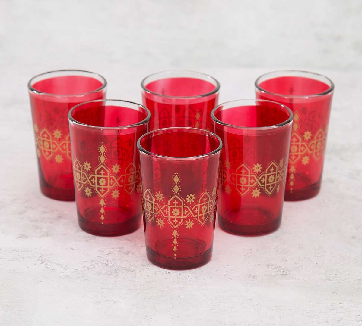 Lionheart Maroon Moroccan Glasses Set of 6