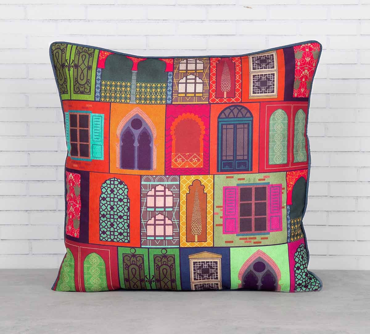 Mughal Doors Reiteration Satin Blend Cushion Cover