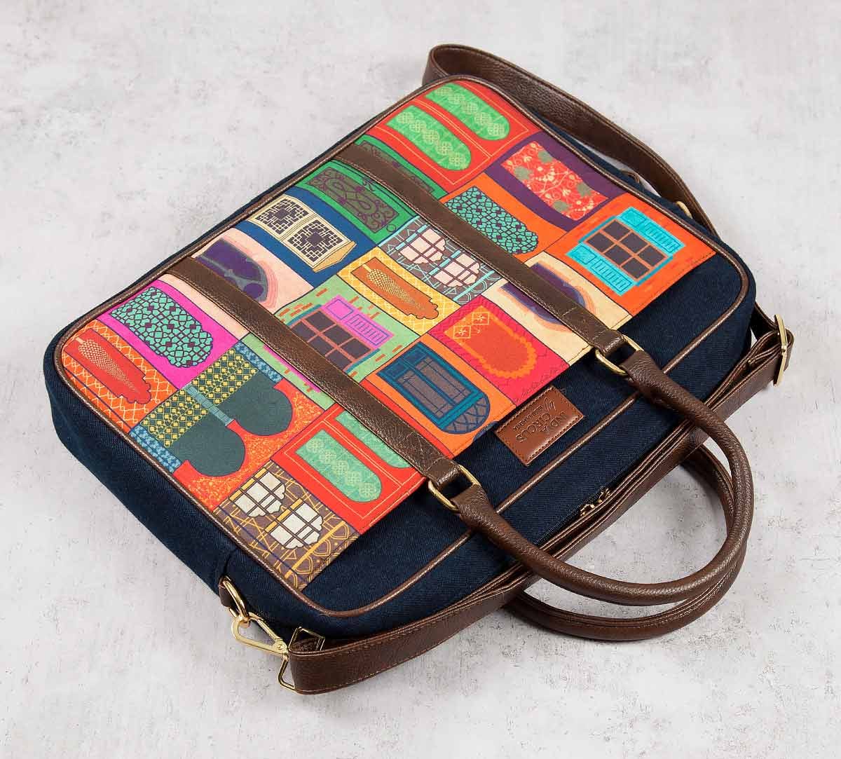 Mughal Doors Reiteration Denim Laptop Bag