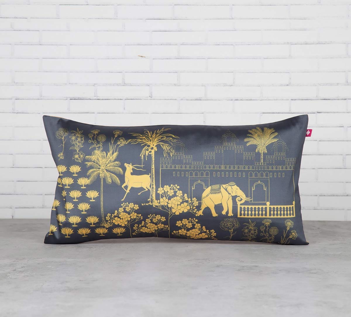 Palatial Courtyard 16" x 8" Blended Taf Silk Cushion Cover