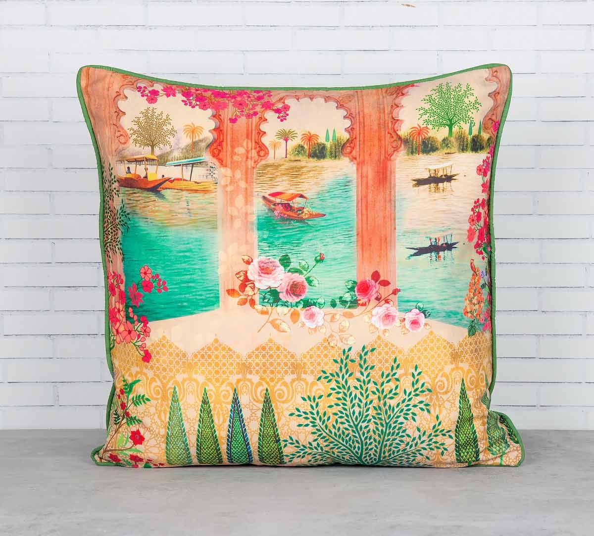 Panoramic Backwaters Satin Blend Cushion Cover