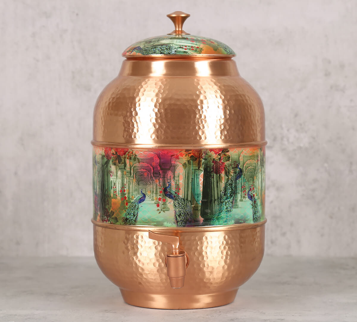 Peacock Dwar Copper Water Dispenser