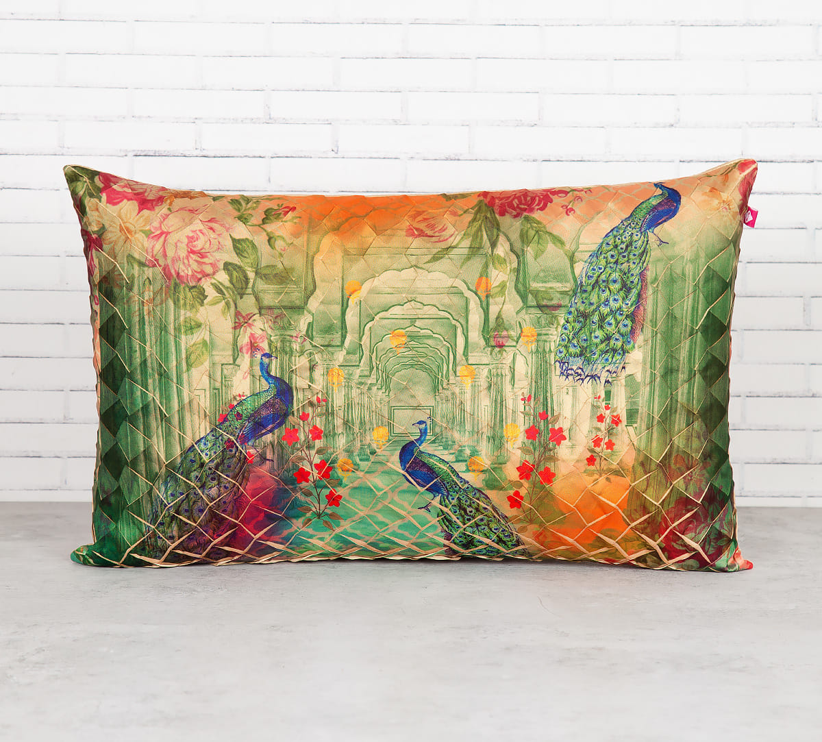 Peacock Dwar 20" x 12" Decorative Scaled Cushion Cover
