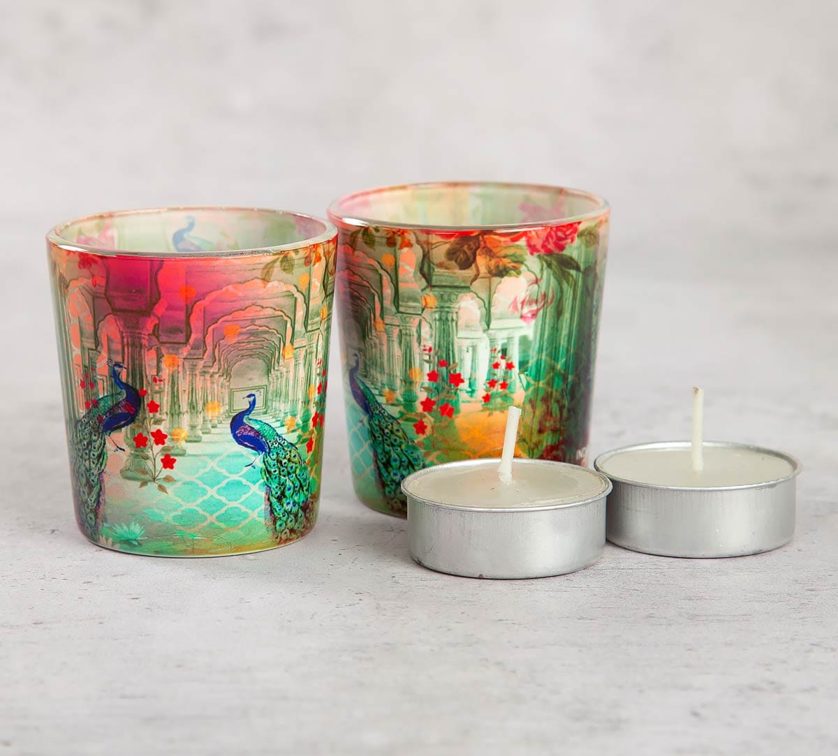 Peacock Dwar Tea Light Holder Set of 2