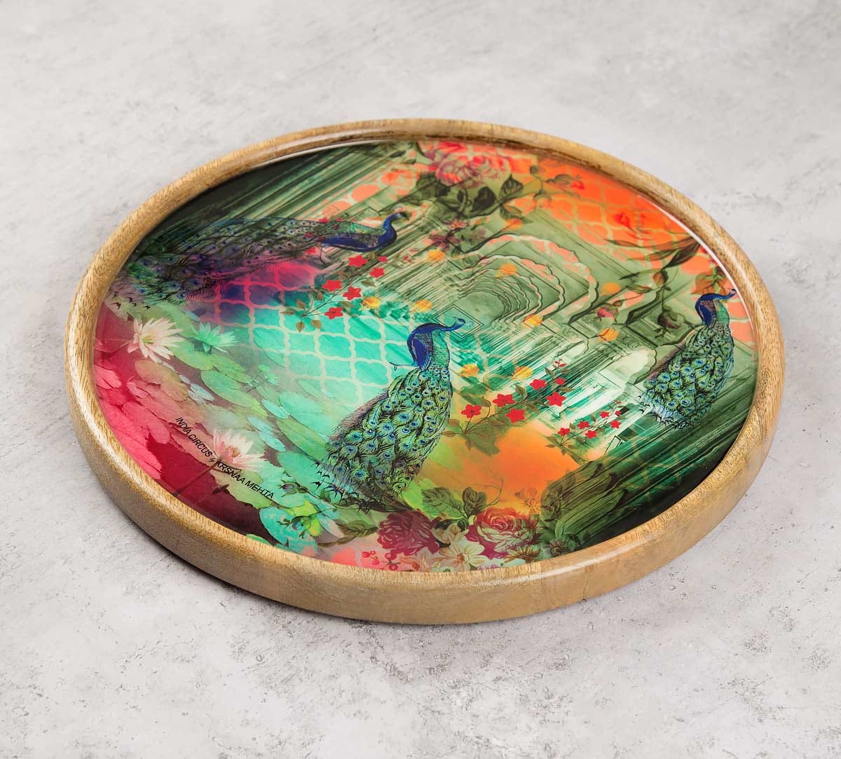 Peacock Dwar Wooden Wall Plate