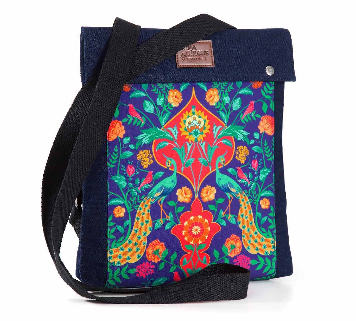 Peacock Outburst Sling Denim Backpack
