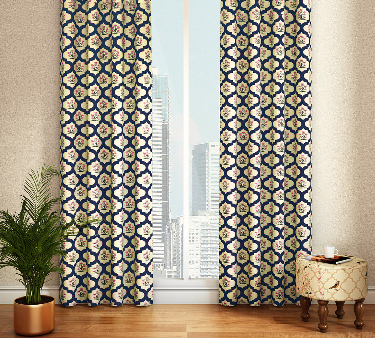 Poppy Flower Full Length Curtain