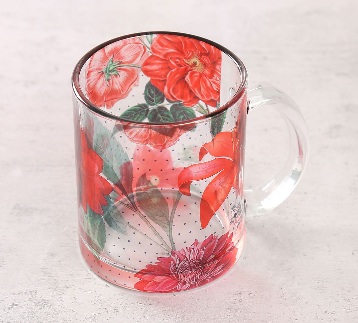 Red Blooms Glass Mug