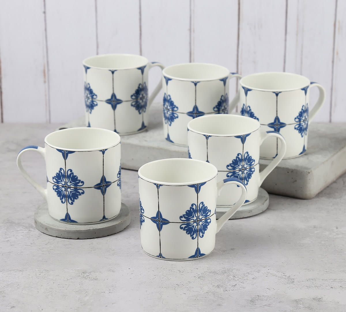Royal Blue Coffee Mugs Set of 6