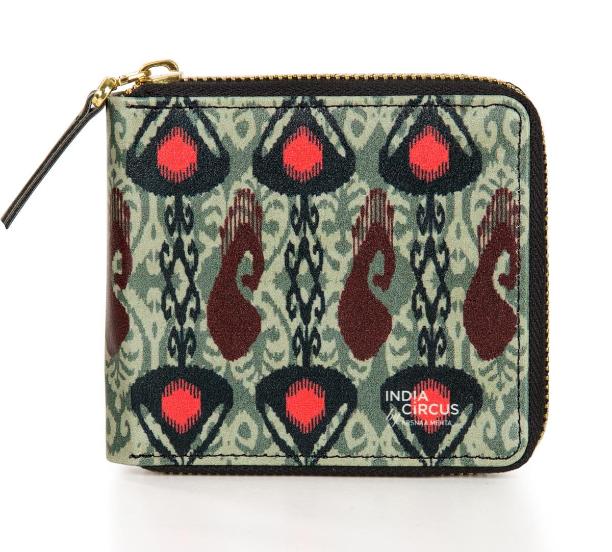 Sketched Paisley Zipper Wallet