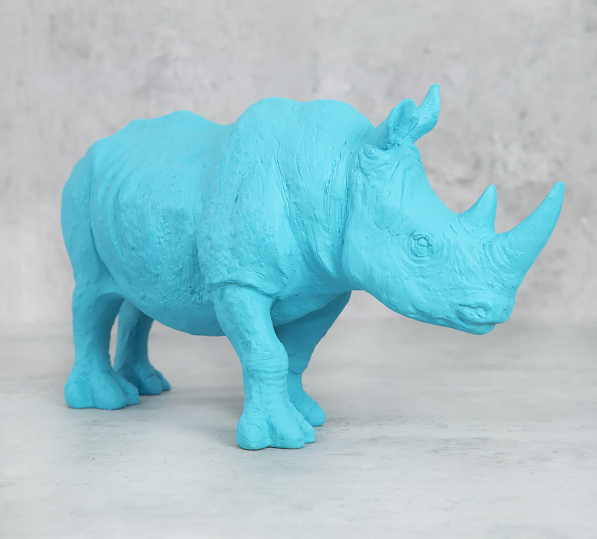 Sky Blue Rhino Calf Figurine