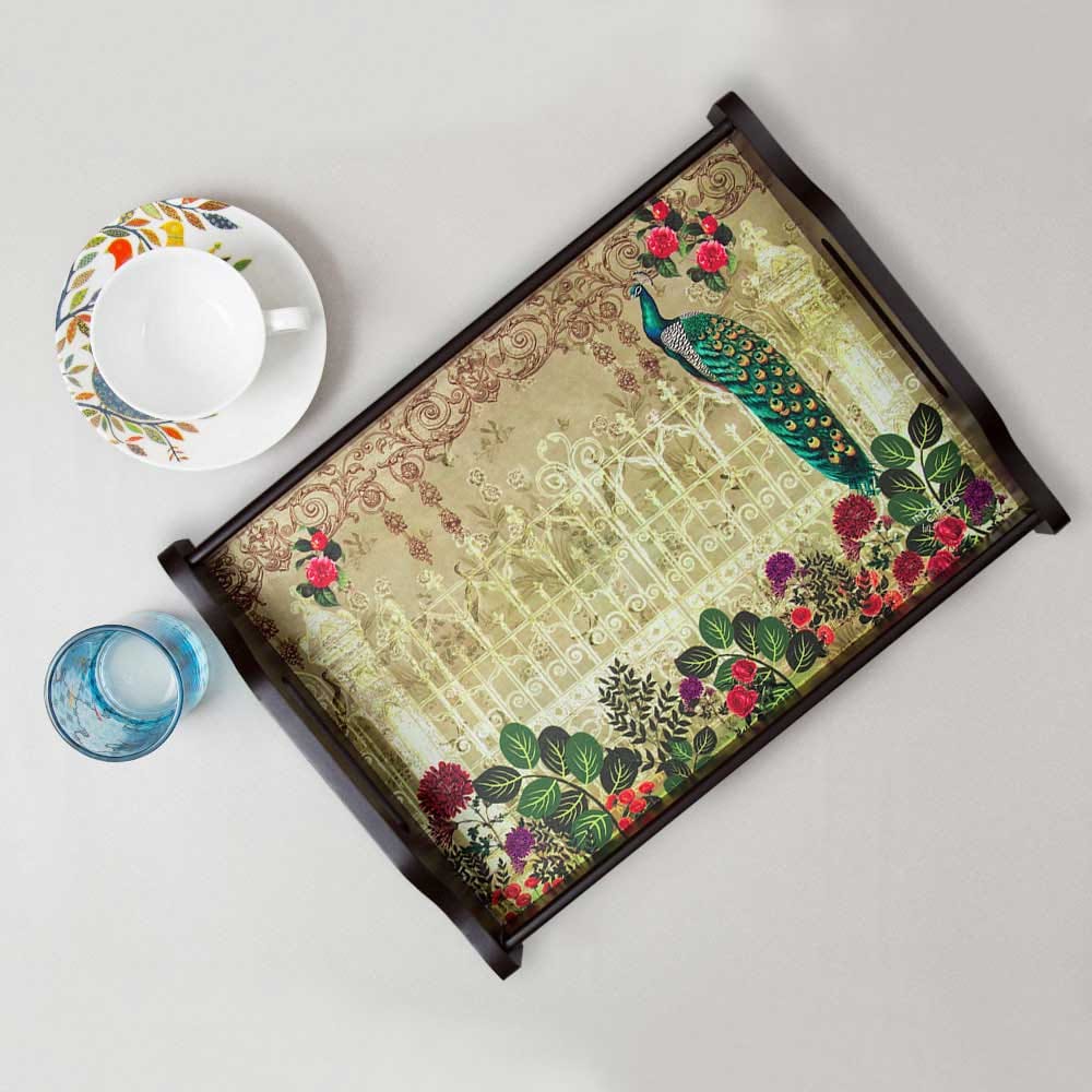 Song of the Peacock Rectangle Tray
