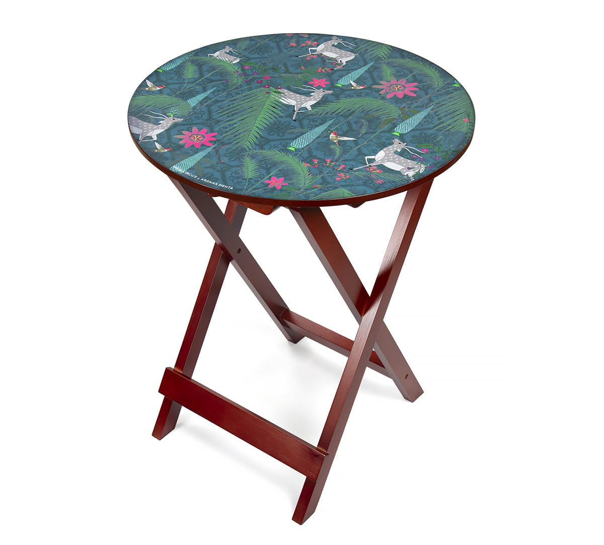 Teal Forest Fetish Round Side Table