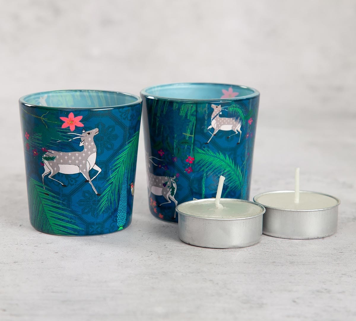 Teal Forest Fetish Tea Light Holder Set of 2