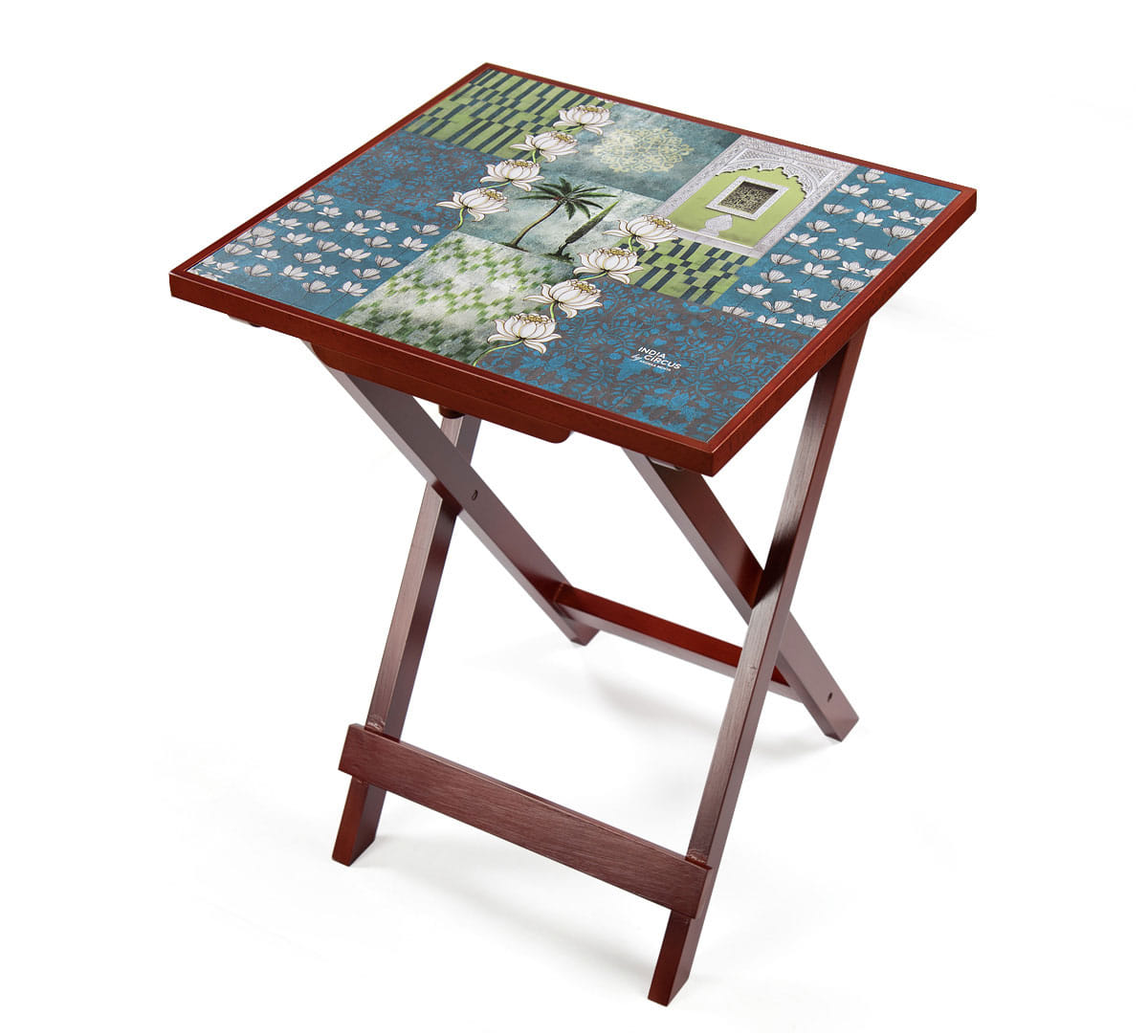 Teal Tiled Lotus Extravaganza Side Table