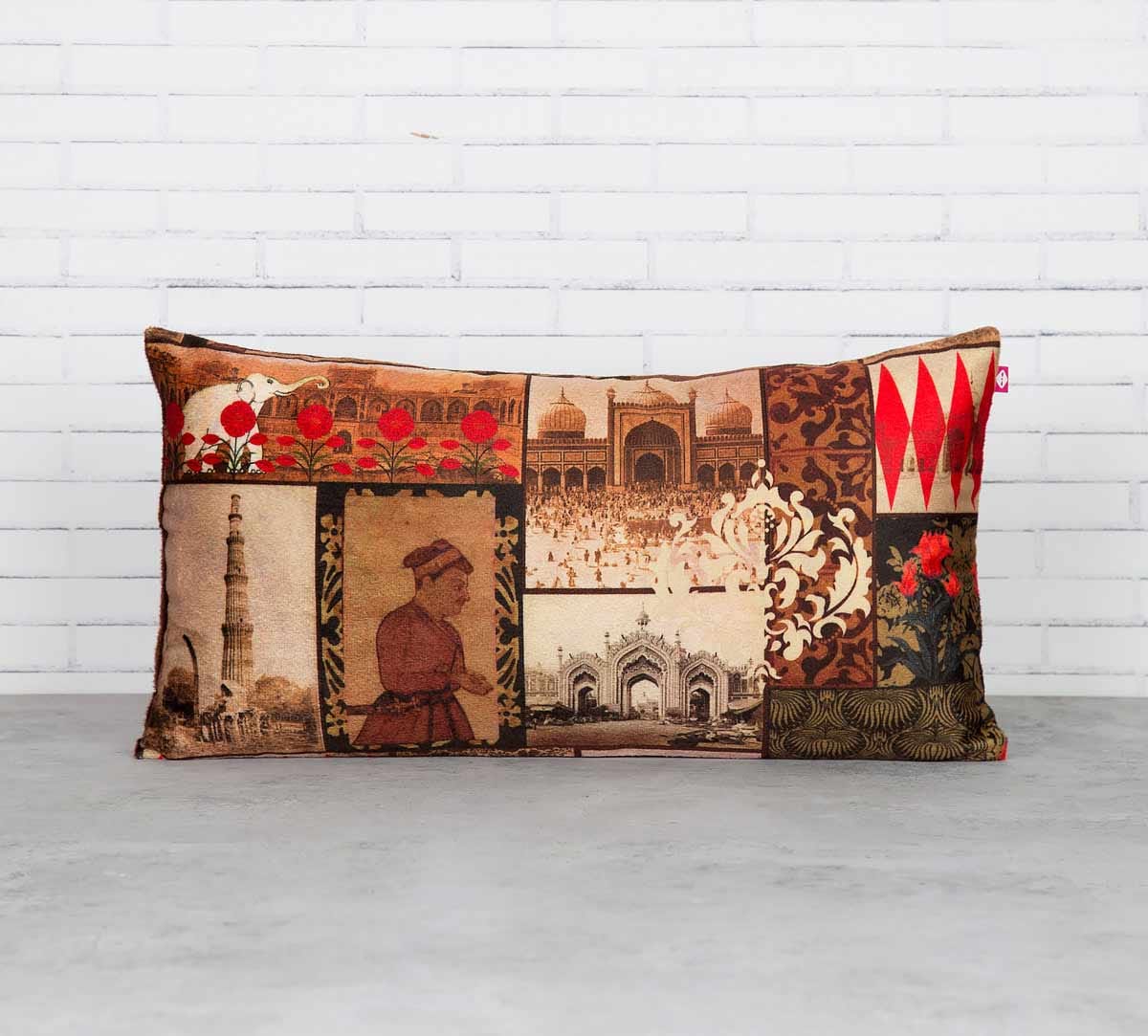 The Mughal Era 16" x 8" Blended Velvet Cushion Cover