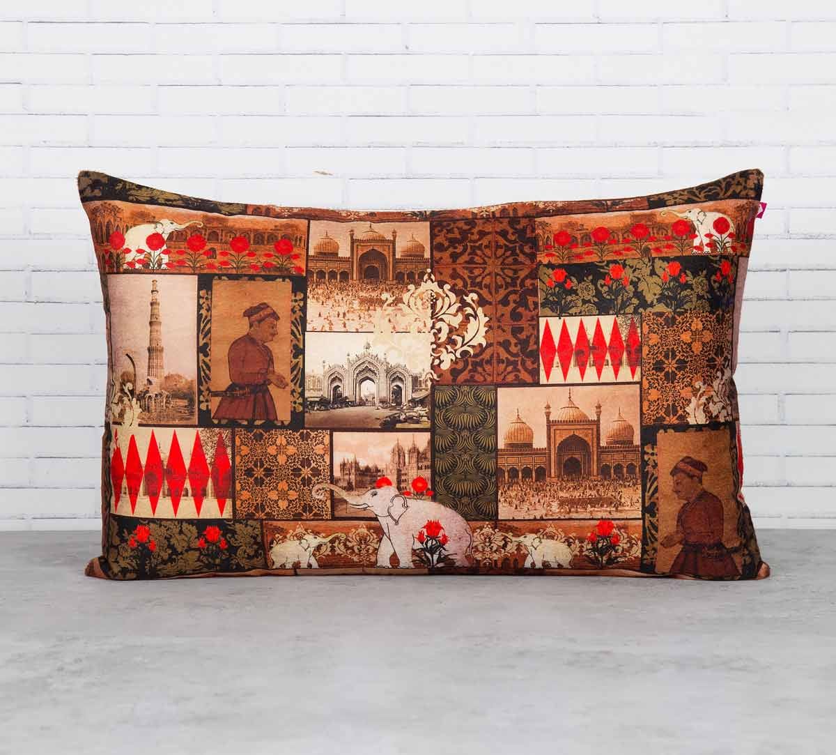 The Mughal Era 20" x 12" Blended Velvet Cushion Cover