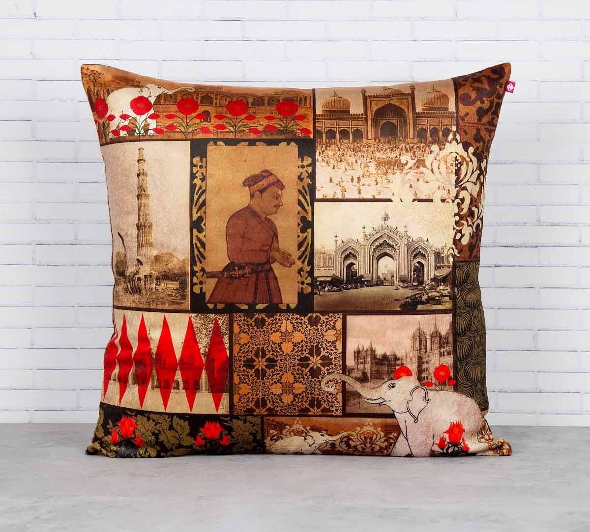 The Mughal Era Blended Velvet Cushion Cover