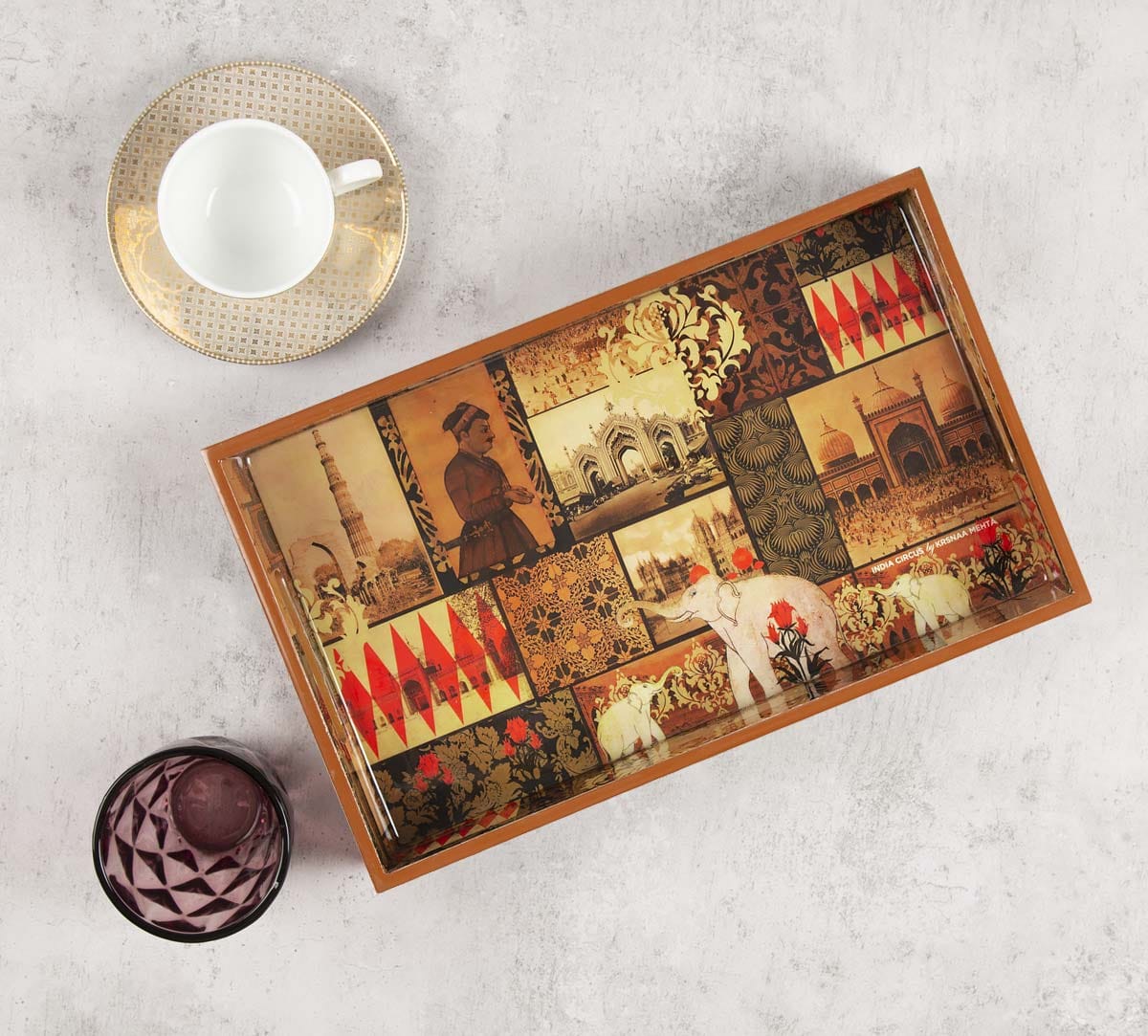 The Mughal Era Rectangle Serving Tray