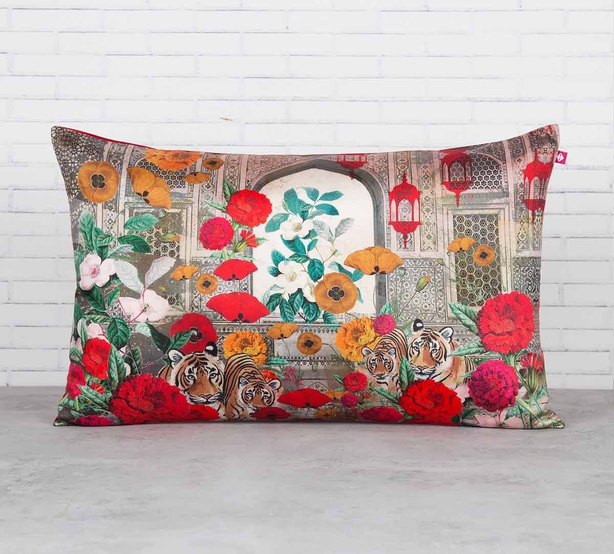 Floral Burst 20" x 12" Blended Taf Silk Cushion Cover