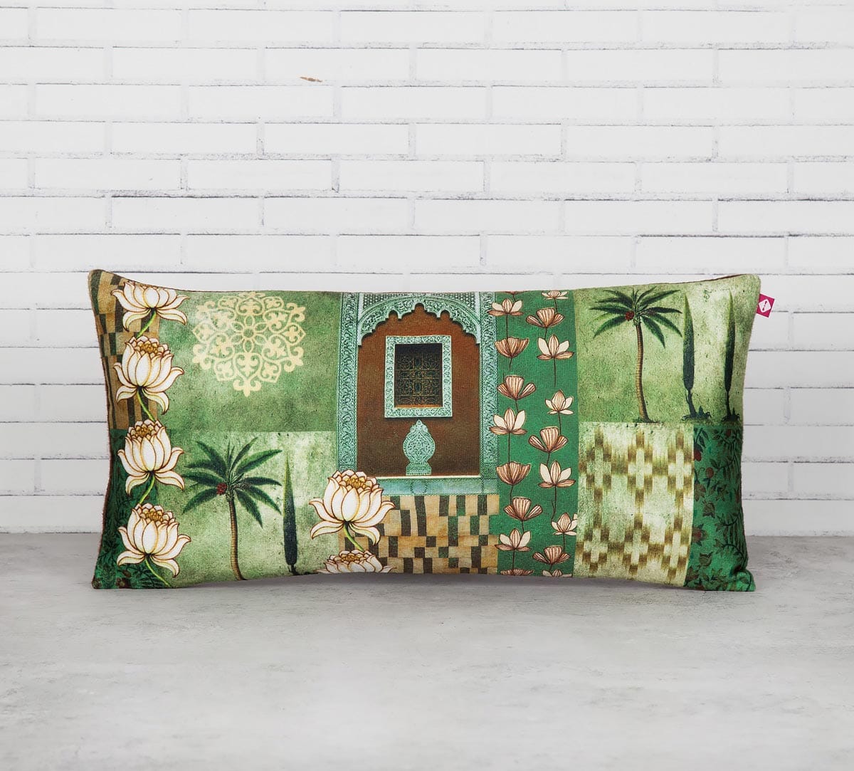 Tiled Lotus Extravaganza 16" x 8" Blended Velvet Cushion Cover