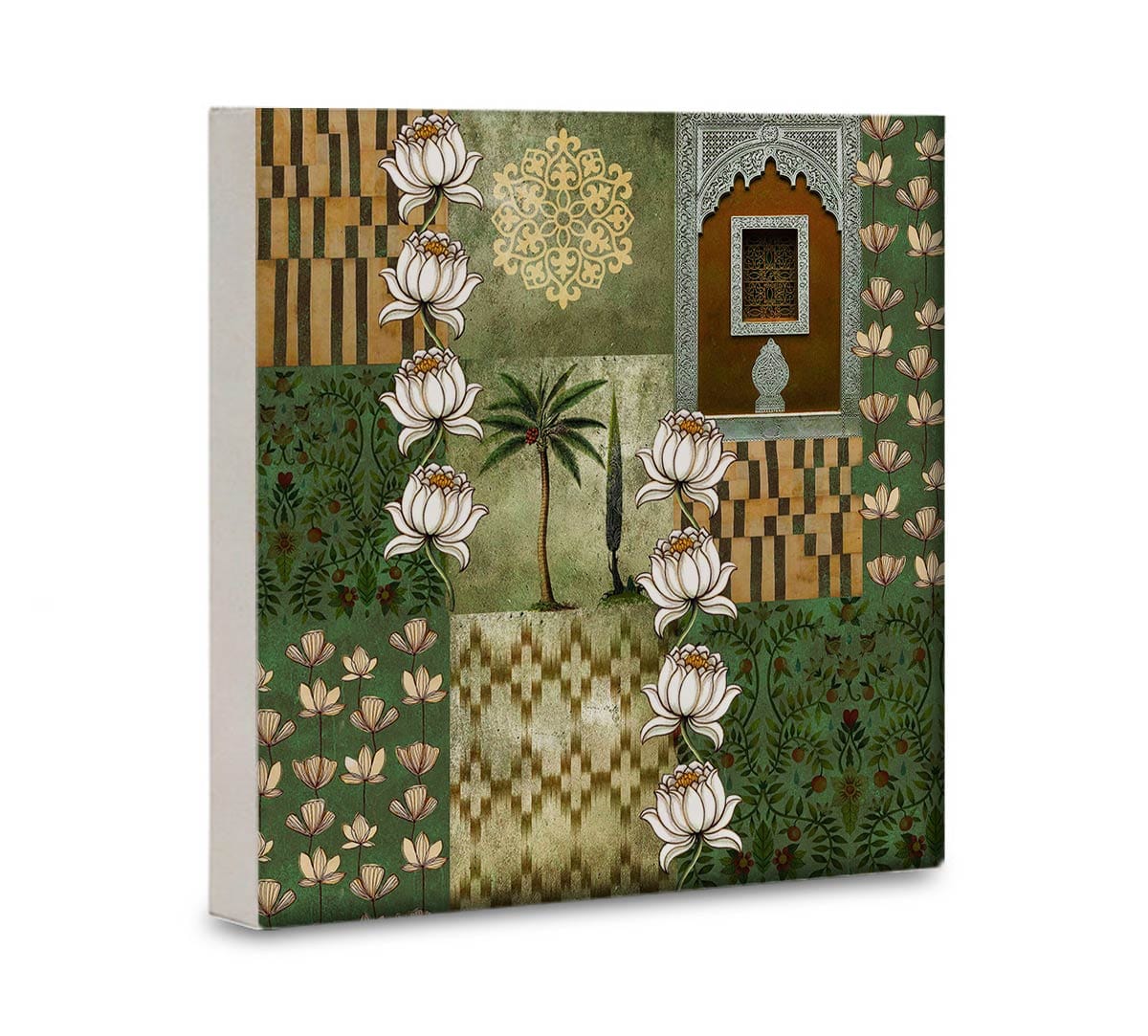 Tiled Lotus Extravaganza Canvas Wall Art