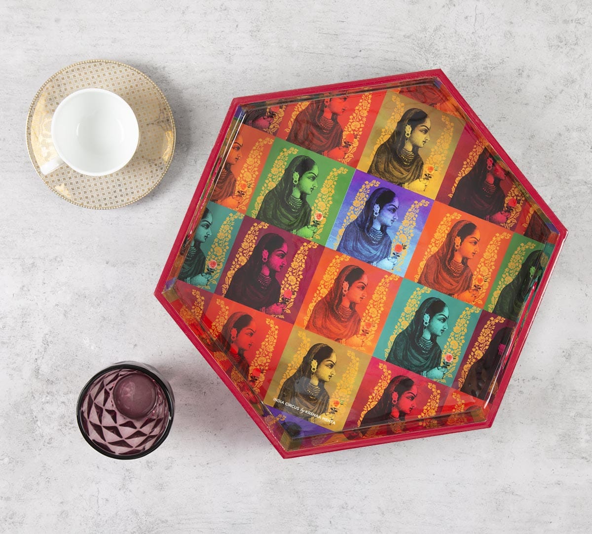 Tinted Queen Hexagon Serving Tray
