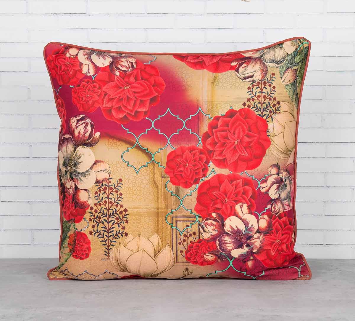 Trapped Dahlia Satin Blend Cushion Cover