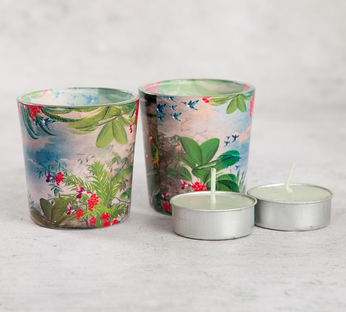 Tropical View Tea Light Holder Set of 2