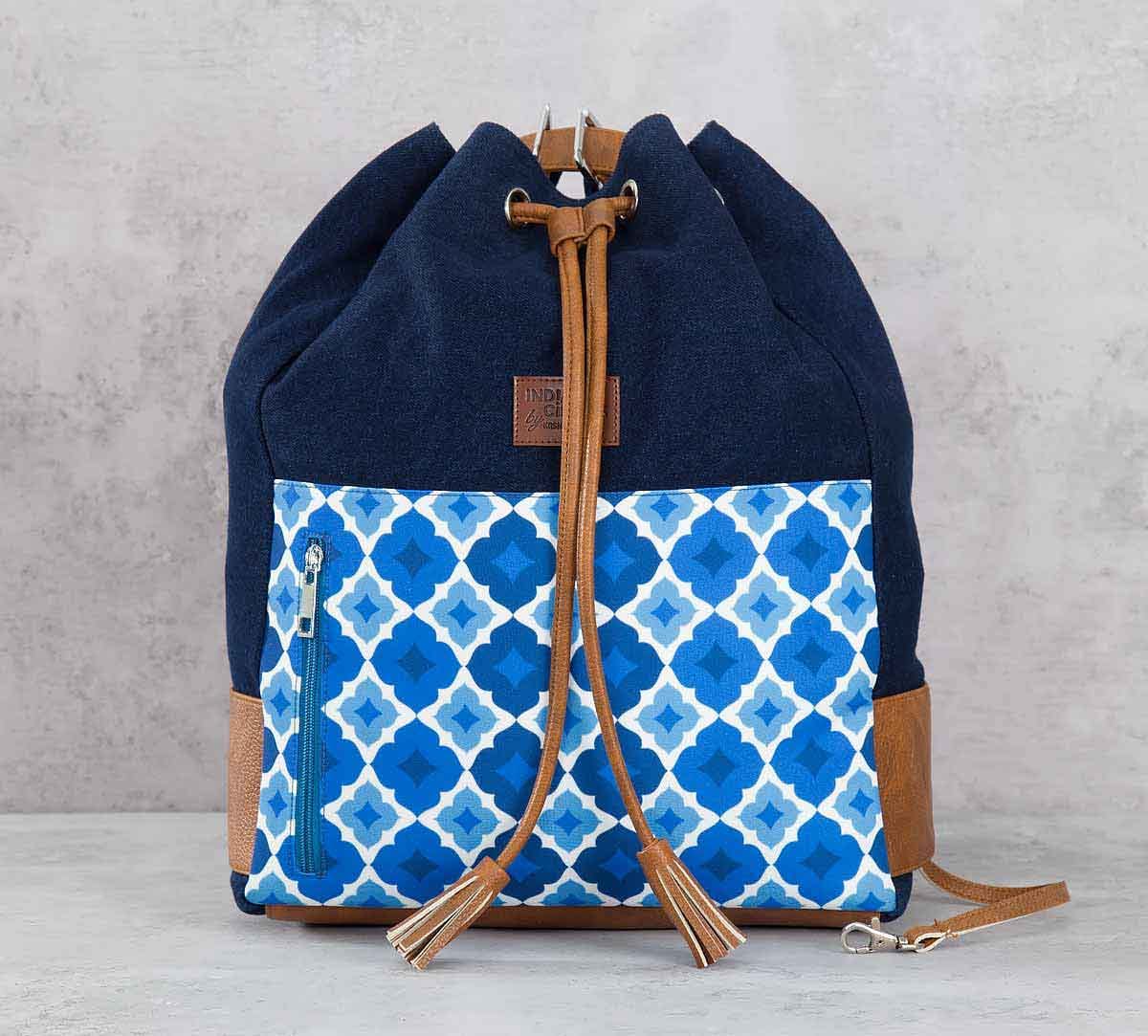 Ultramarine Tracery Denim Hobo Bag