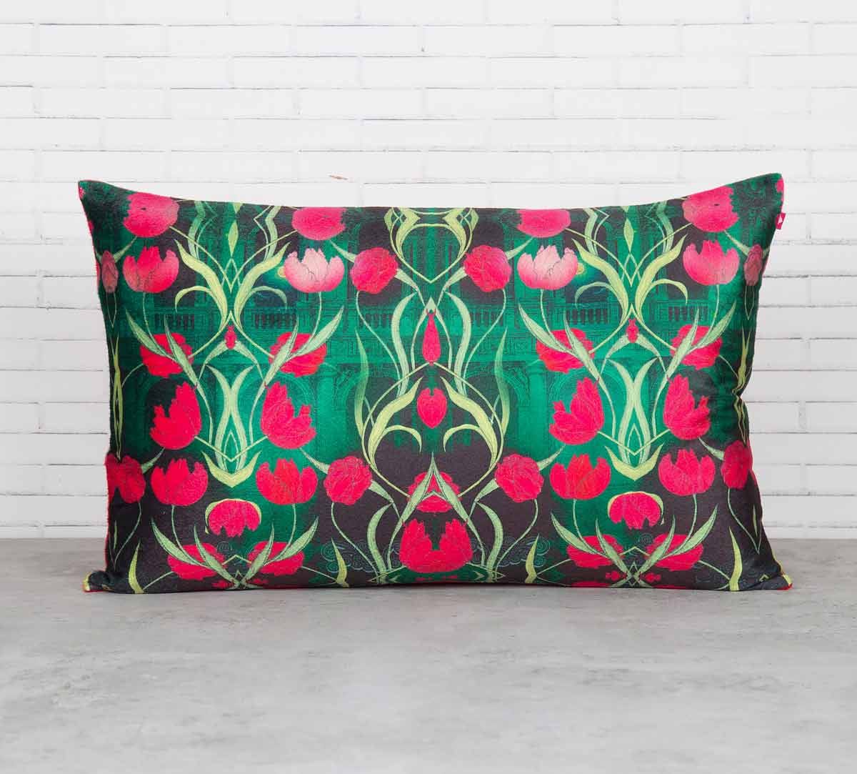 Waves of Blossom 20" x 12" Blended Velvet Cushion Cover