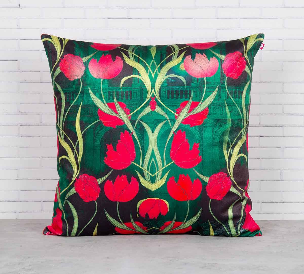 Waves of Blossom Blended Velvet Cushion Cover