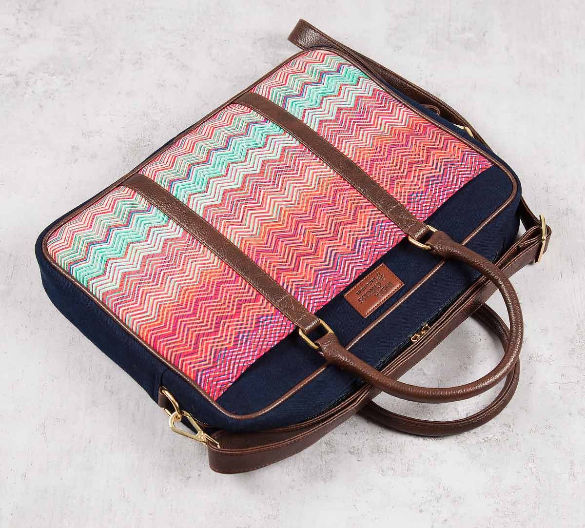 Waves of Chevron Denim Laptop Bag