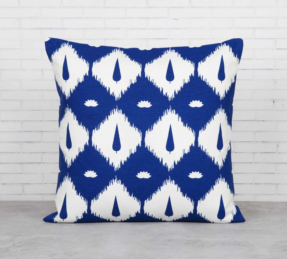 Conifer Symmetry Blue Cotton Cushion Cover