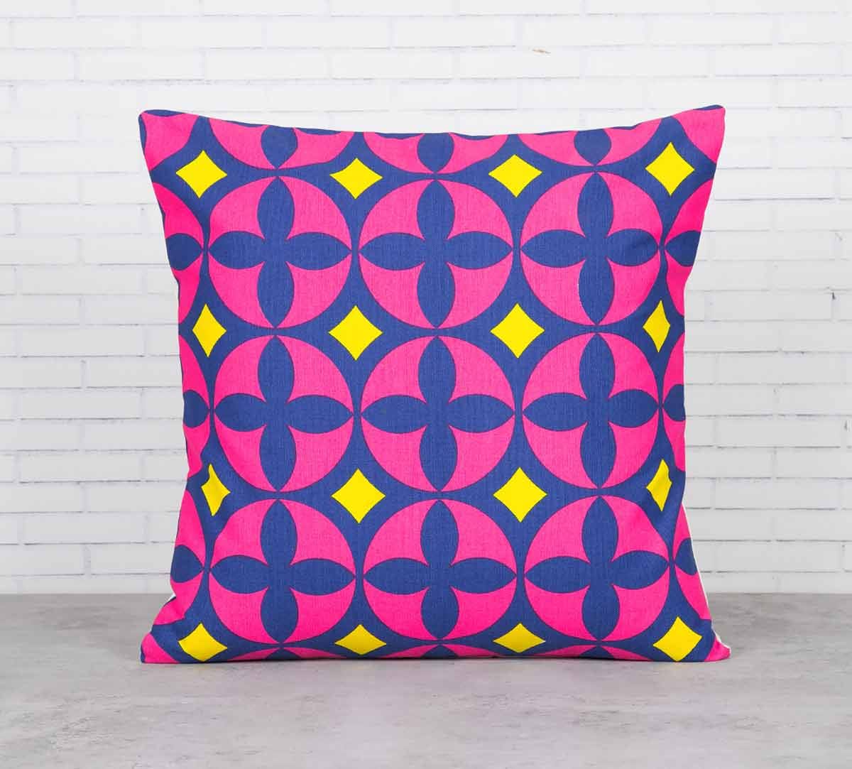 Elixir of Geometry Magenta Cotton Cushion Cover