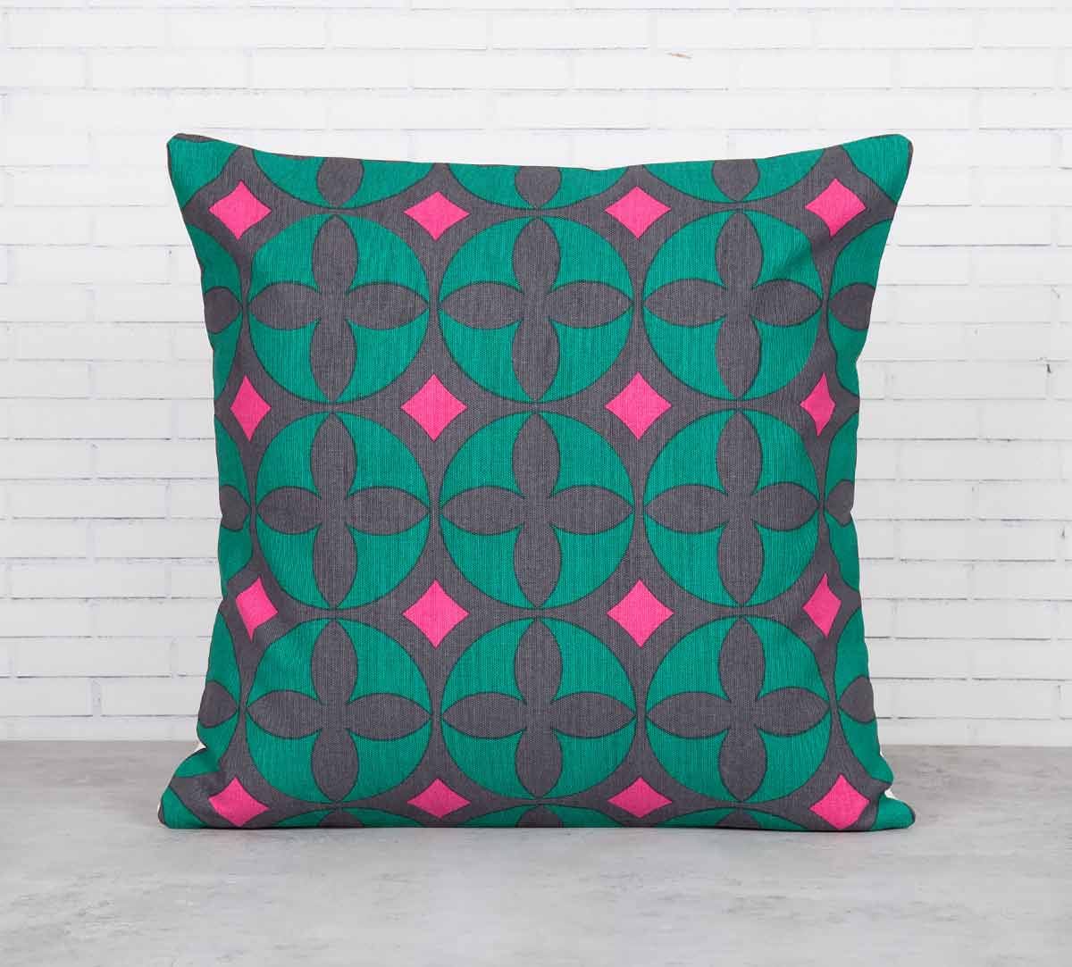 Elixir of Geometry Viridescent Cotton Cushion Cover