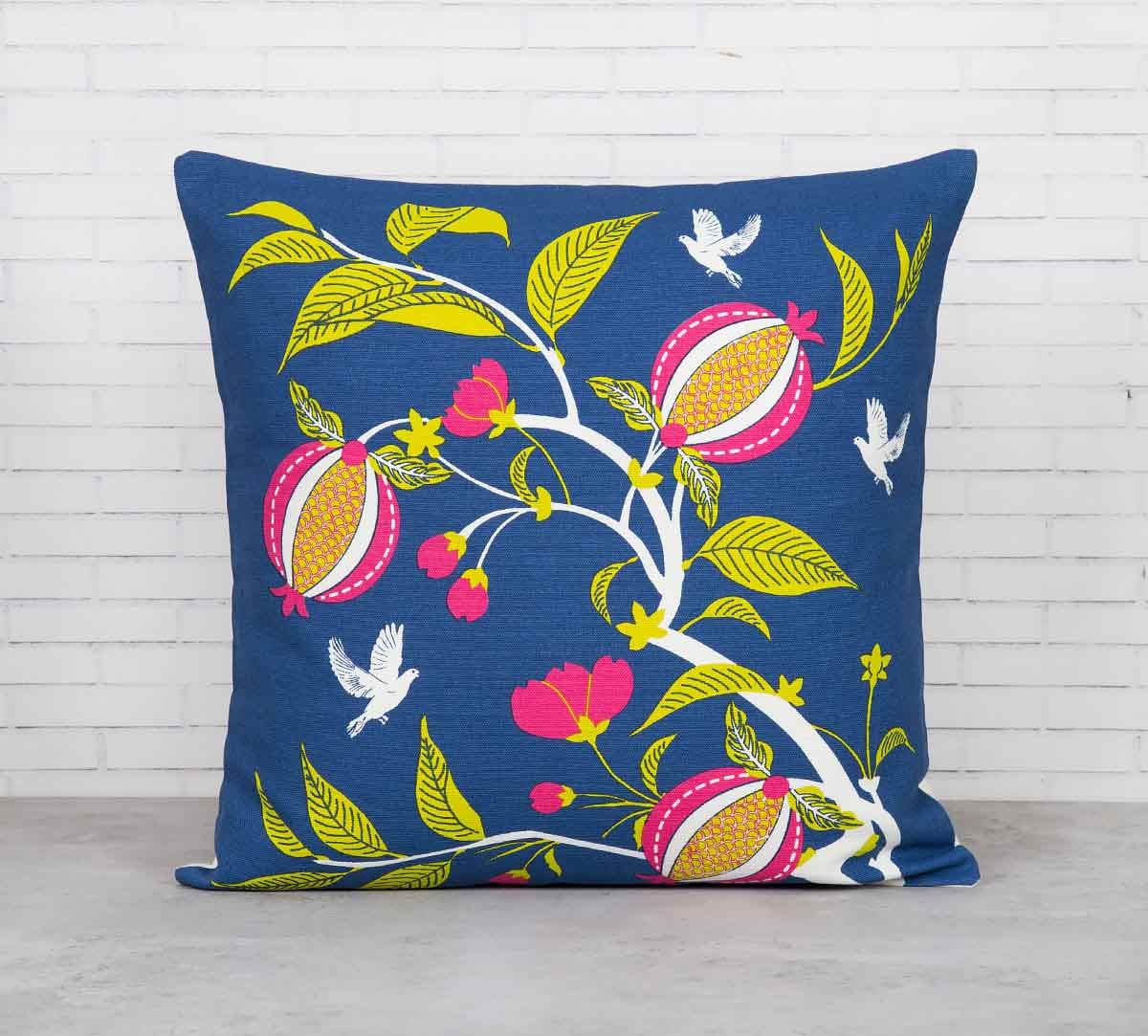 Fruits of The Tropic Blue Cotton Cushion Cover