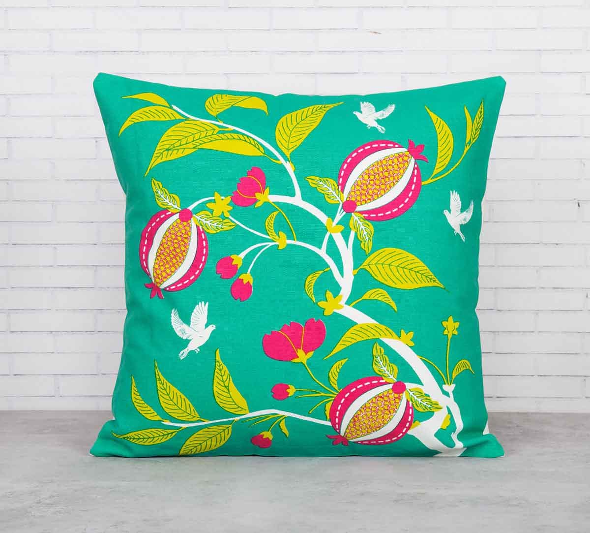 Fruits of The Tropic Green Cotton Cushion Cover