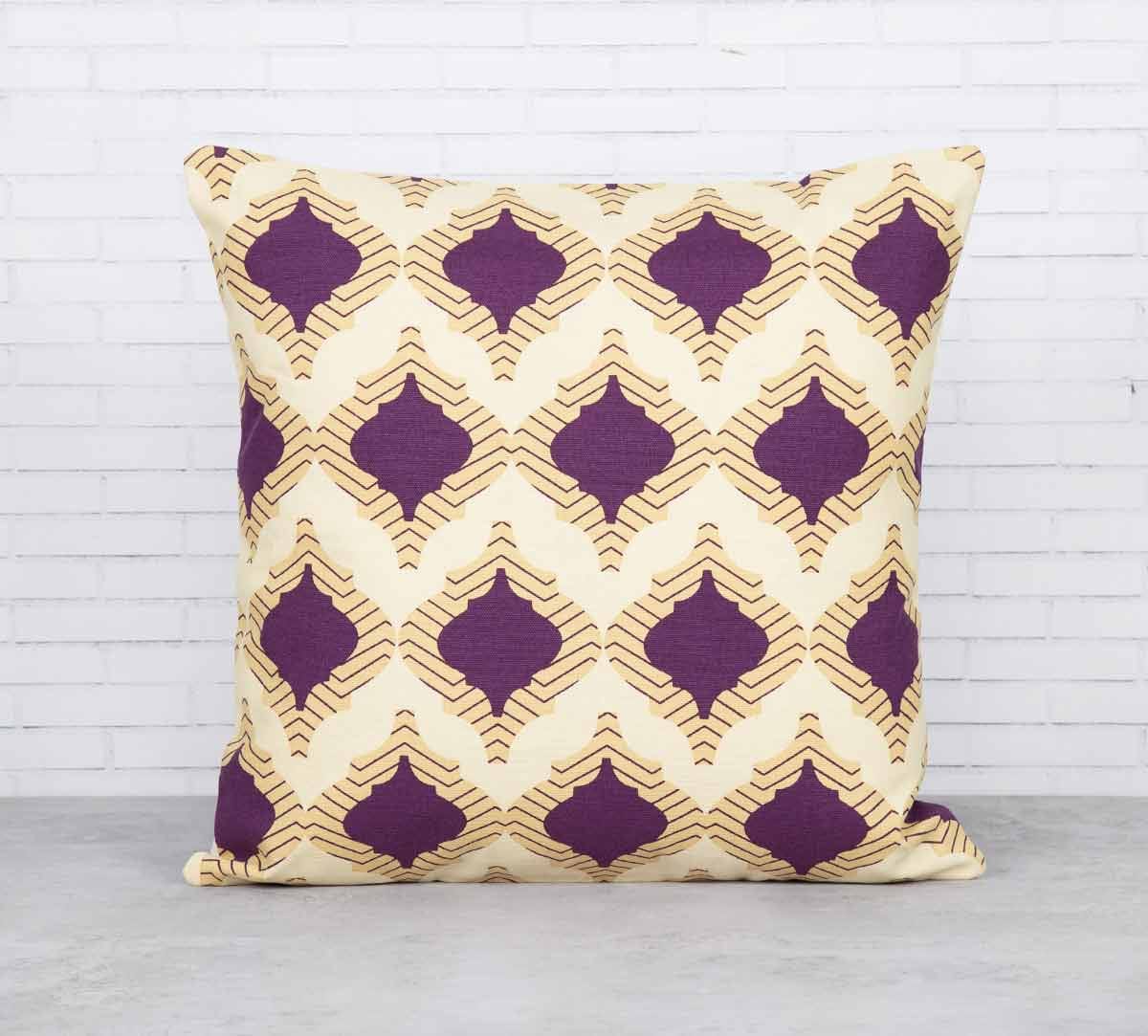 Lattice Practice Marsala Red Cotton Cushion Cover