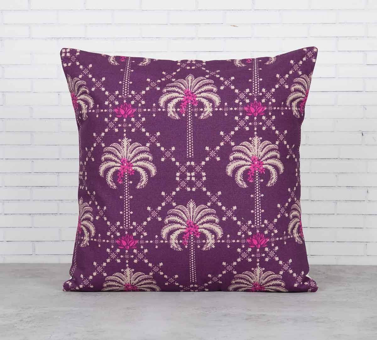 Poly Palmeira Sepia Cotton Cushion Cover