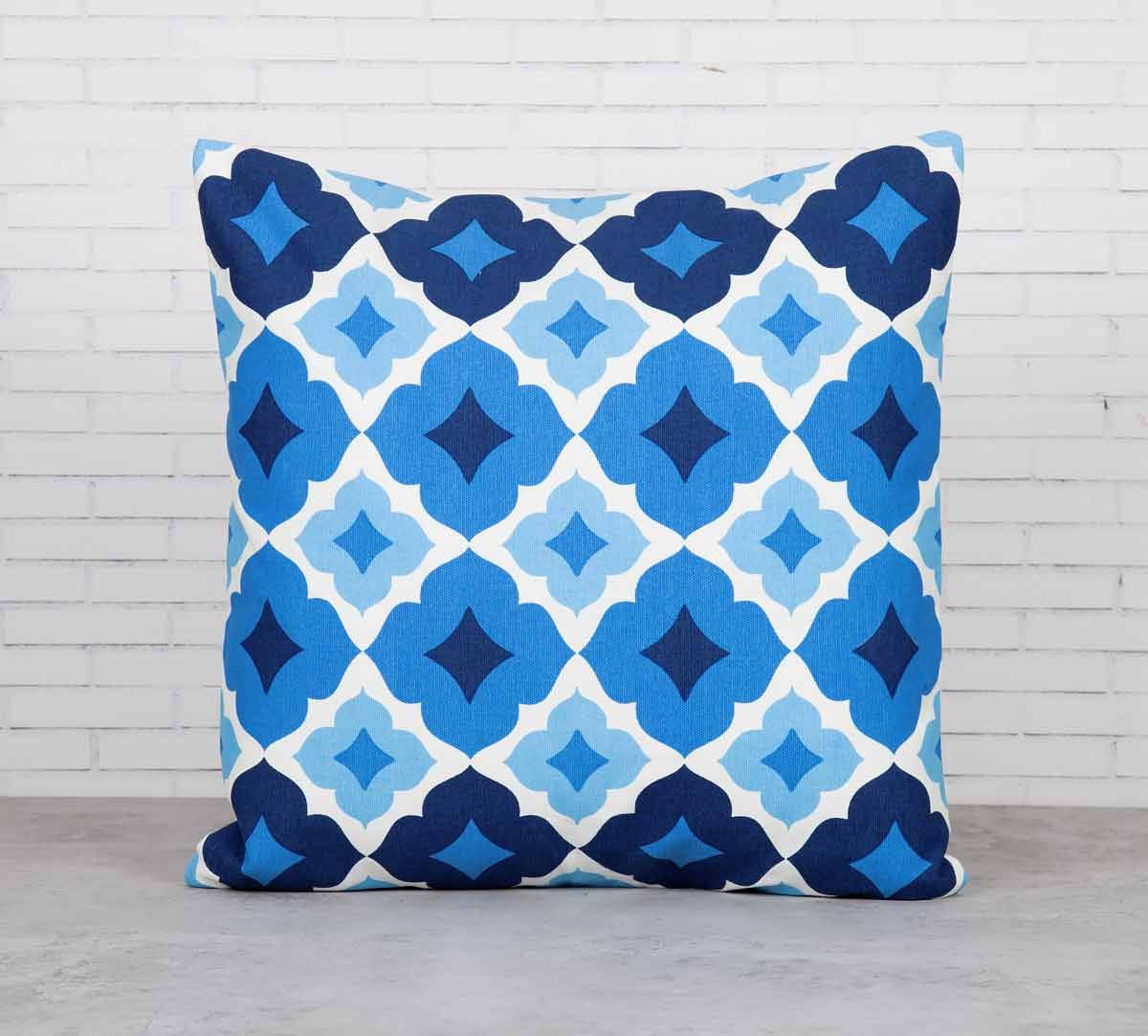 Ultramarine Tracery Sapphire Cotton Cushion Cover