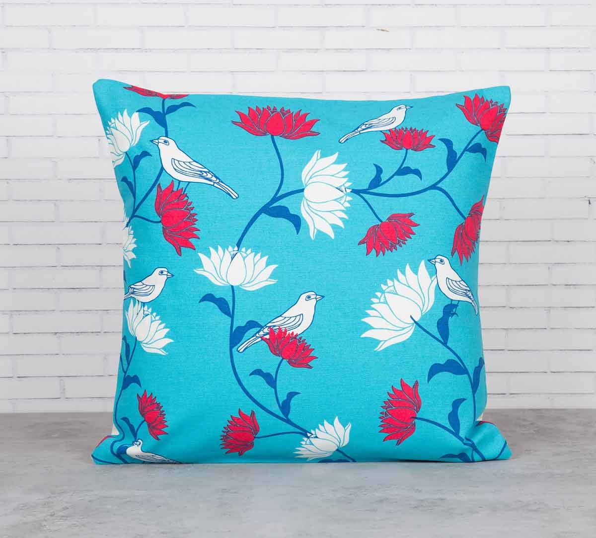 Yield of Divinity Blue Cotton Cushion Cover