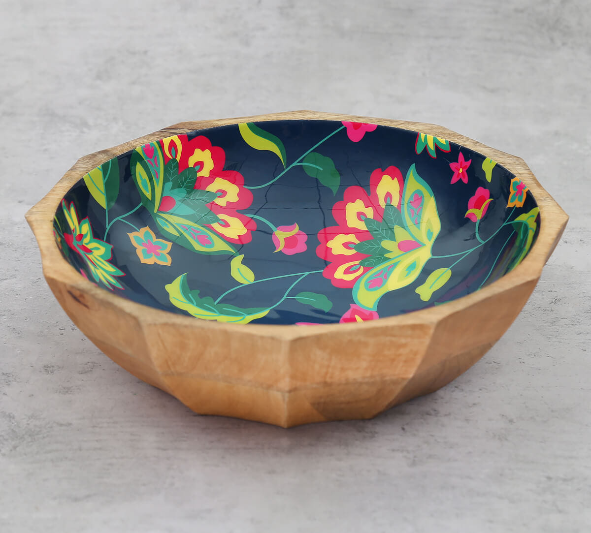 Cyanic Pop Burst Big Wooden Bowl