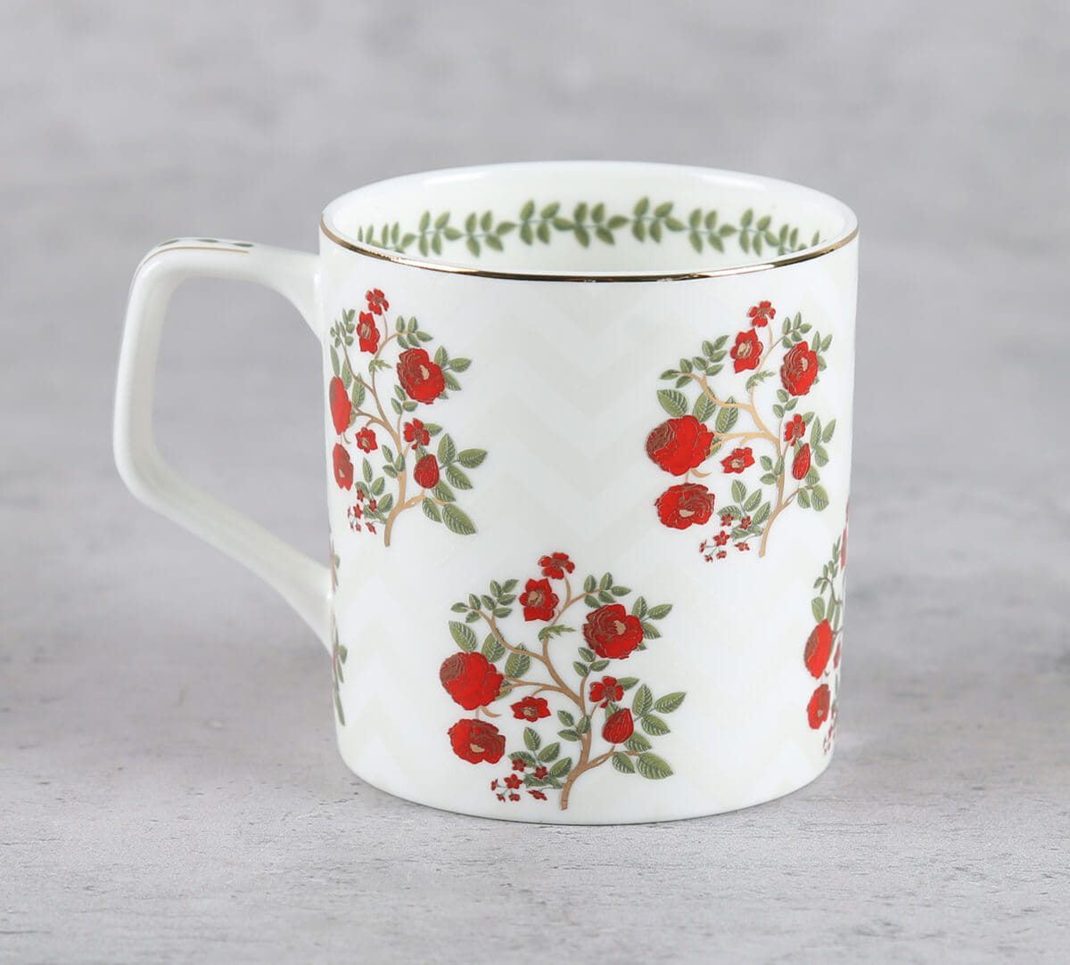 Chevron Poppy Flower Mug Set of 6