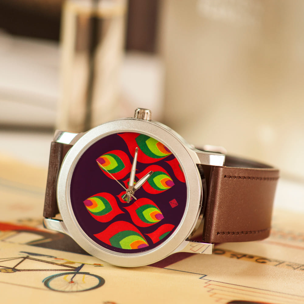 Multi-coloured Leaf Motif Watch