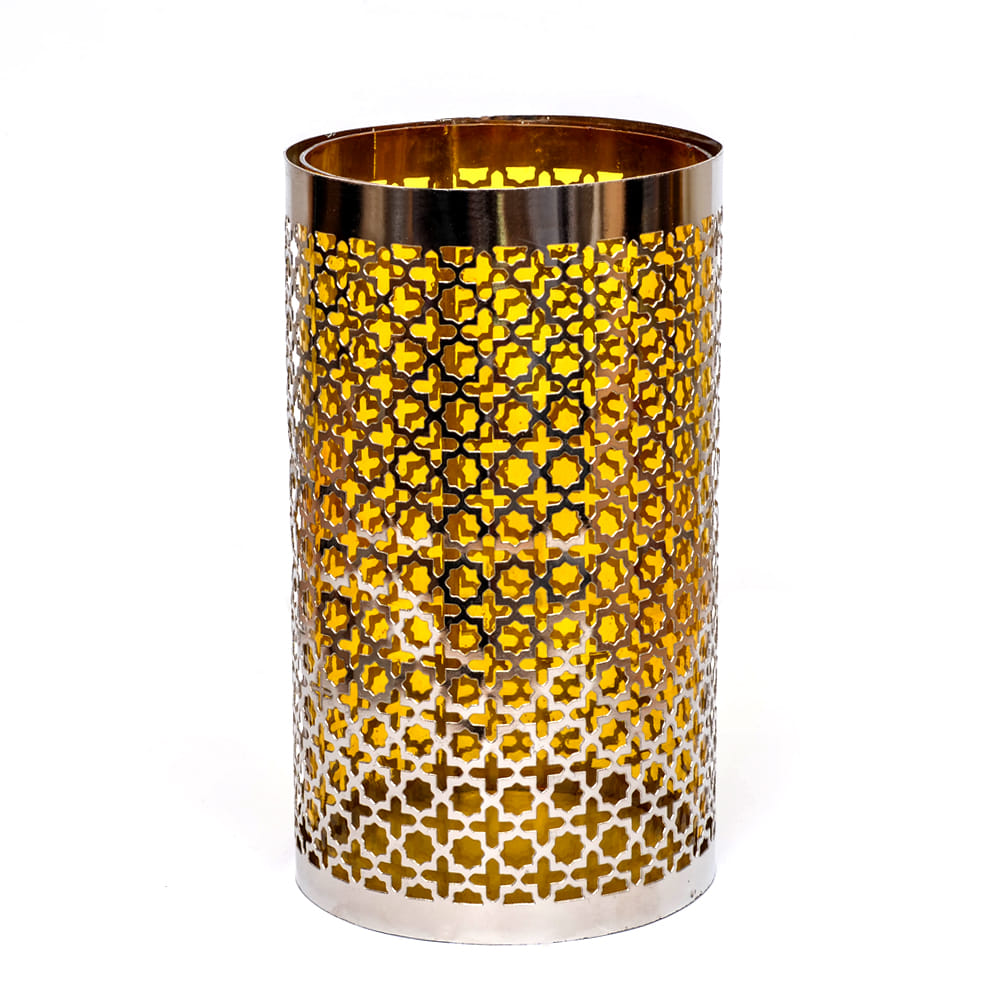 Rows of Circles Amber Glass and Iron Lattice Hurricane
